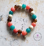 Made with Love Pink Stone & Amazonite Beaded Charm Bracelet and Bangle Set - Purposefully Crafted By Koko