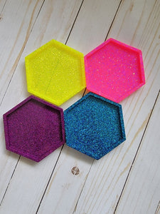 Neon Resin Coasters 4 Piece Set - Purposefully Crafted By Koko
