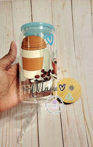 This Mama Runs on Coffee Glass Can - 16oz - Purposefully Crafted By Koko